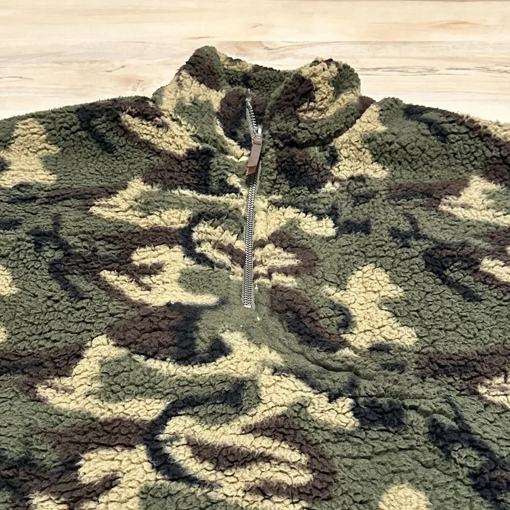 Elodie Women Large Jacket 1/4 Zip Fleece‎ Camo Printed Oversize